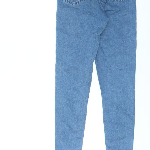 Topshop Womens Blue Cotton Skinny Jeans Size 28 L32 in Regular Zip