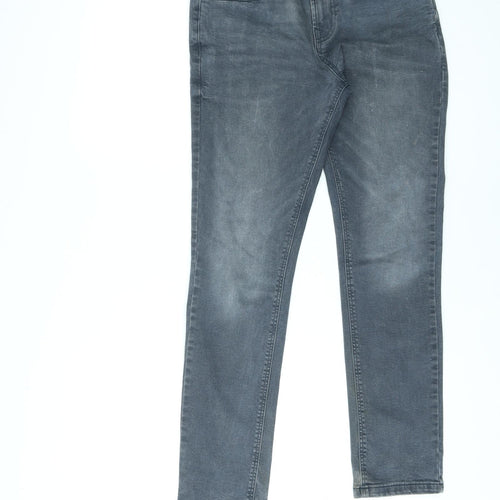 NEXT Womens Grey Cotton Straight Jeans Size 28 in L31 in Regular Zip
