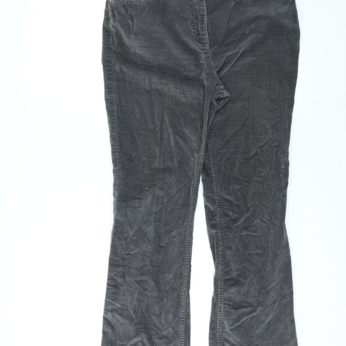 Per Una Womens Grey Cotton Bootcut Jeans Size 12 L25 in Regular Zip