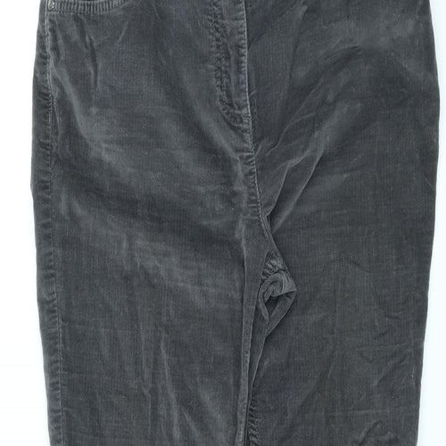 Per Una Womens Grey Cotton Bootcut Jeans Size 12 L25 in Regular Zip