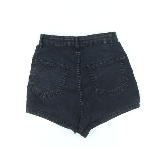 PRETTYLITTLETHING Womens Black Cotton Hot Pants Shorts Size 4 L3 in Regular Zip