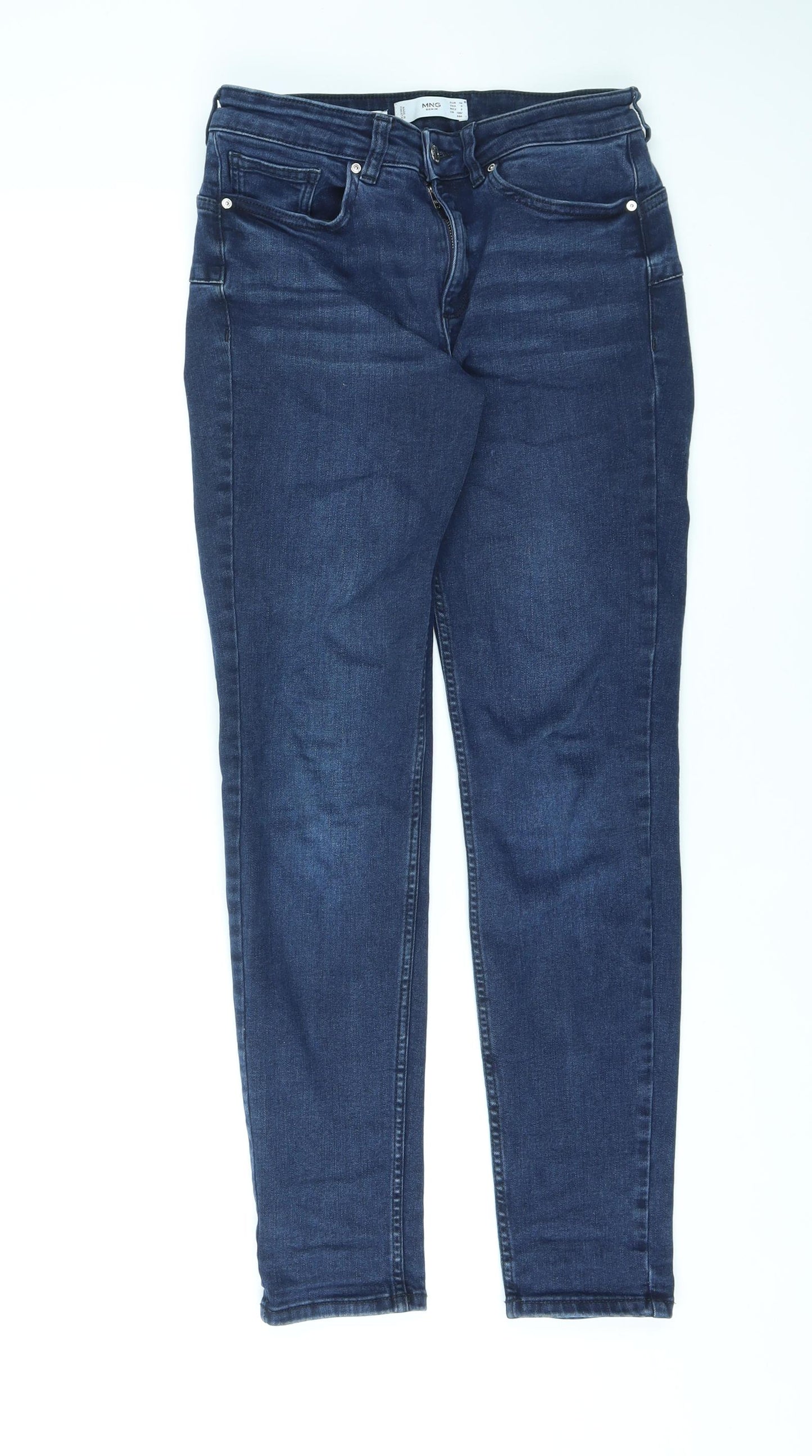 Mango Womens Black Cotton Skinny Jeans Size 10 L28 in Regular Zip