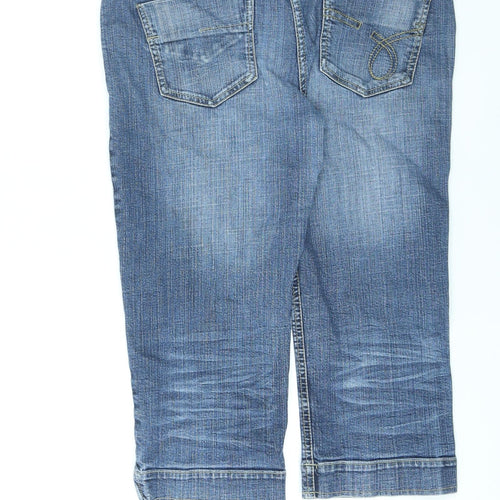 NEXT Womens Blue Cotton Capri Jeans Size 12 L21 in Regular Zip
