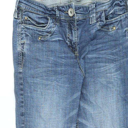 NEXT Womens Blue Cotton Capri Jeans Size 12 L21 in Regular Zip