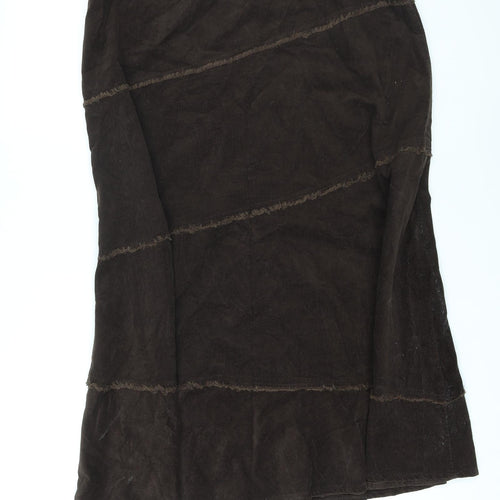 Per Una Womens Brown Cotton A-Line Skirt Size 18 Zip - Button Design