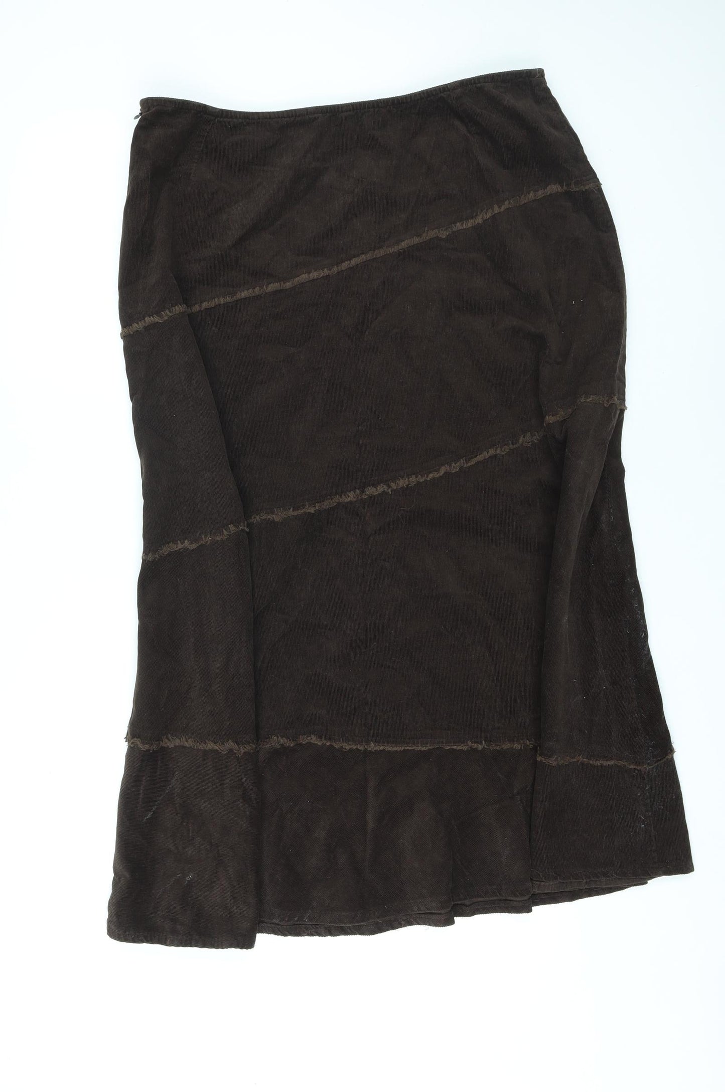 Per Una Womens Brown Cotton A-Line Skirt Size 18 Zip - Button Design