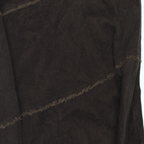 Per Una Womens Brown Cotton A-Line Skirt Size 18 Zip - Button Design