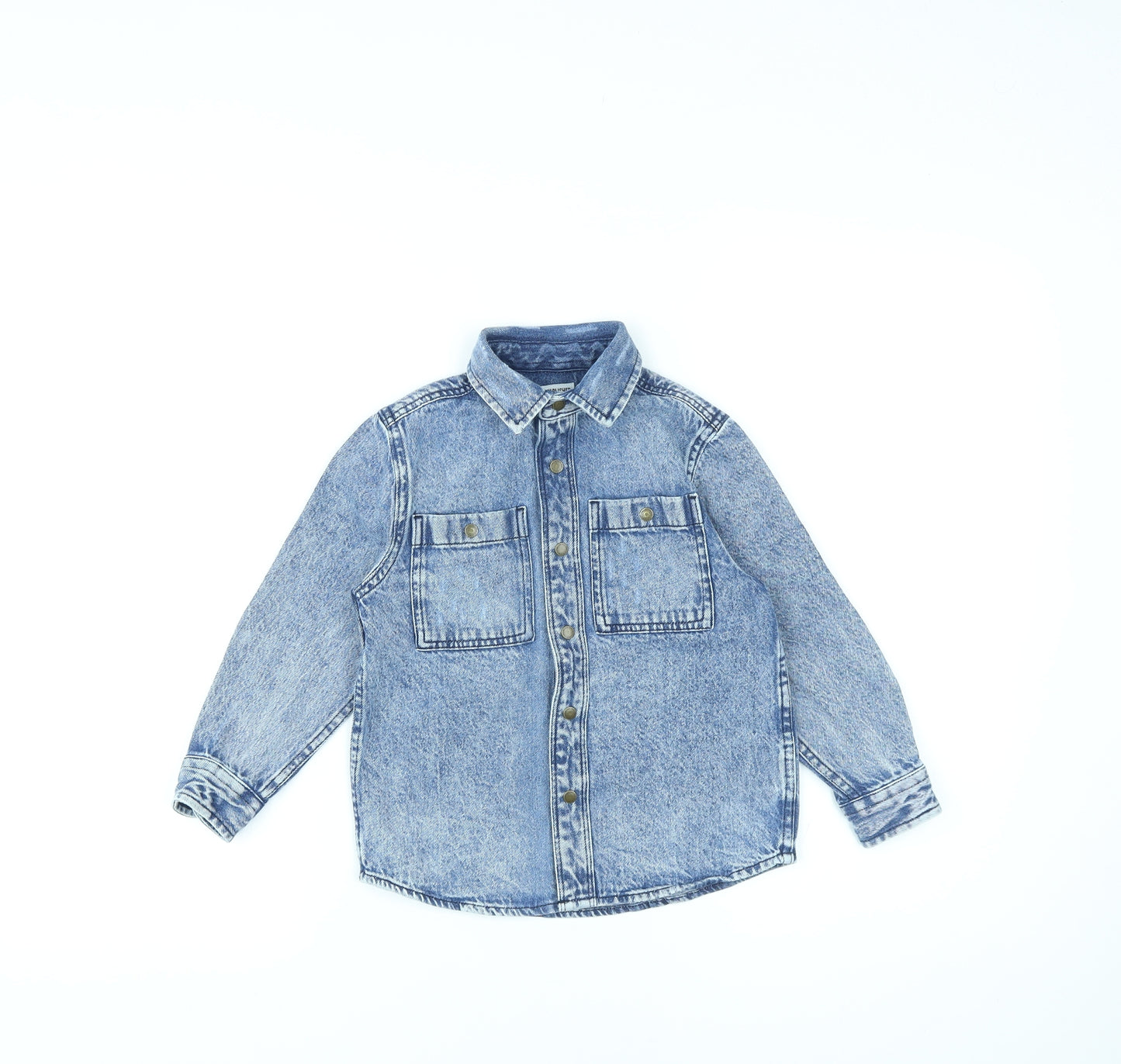 NEXT Girls Blue Cotton Basic Button-Up Size 4 Years Collared Snap