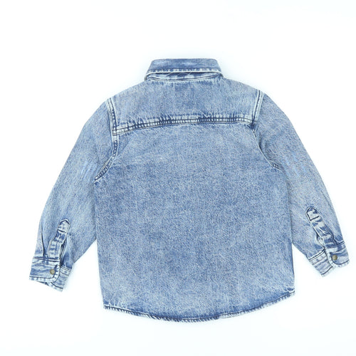 NEXT Girls Blue Cotton Basic Button-Up Size 4 Years Collared Snap