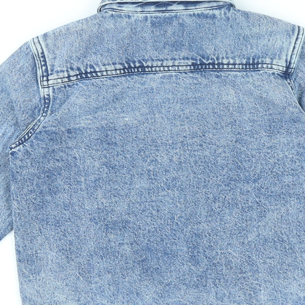NEXT Girls Blue Cotton Basic Button-Up Size 4 Years Collared Snap