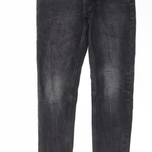 Marks and Spencer Mens Black Cotton Skinny Jeans Size 30 in L29 in Regular Zip - Pockets, Belt Loops