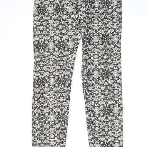 H&M Womens Beige Fair Isle Cotton Jegging Jeans Size 10 L29 in Regular