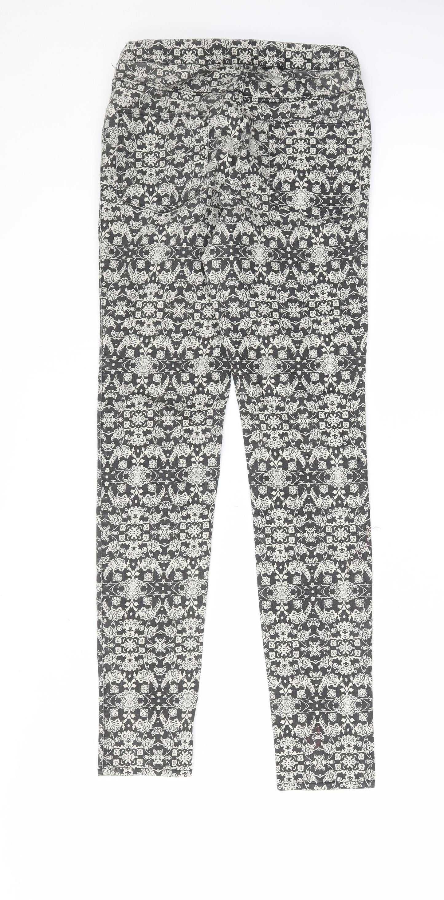 H&M Womens Beige Fair Isle Cotton Jegging Jeans Size 10 L29 in Regular