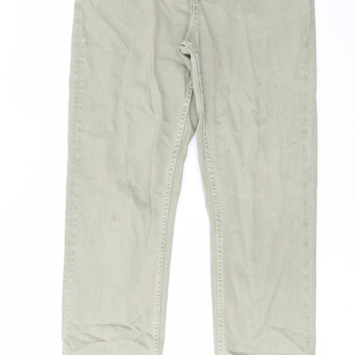 Zara Womens Red Cotton Straight Jeans Size 12 L29 in Regular Button - Pockets, Belt Loops