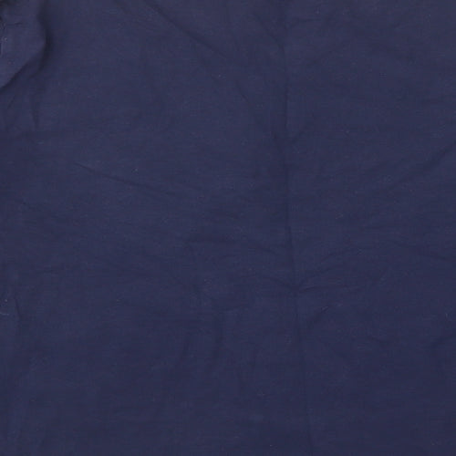 Avenue Womens Blue Cotton Basic T-Shirt Size M V-Neck - Buttons