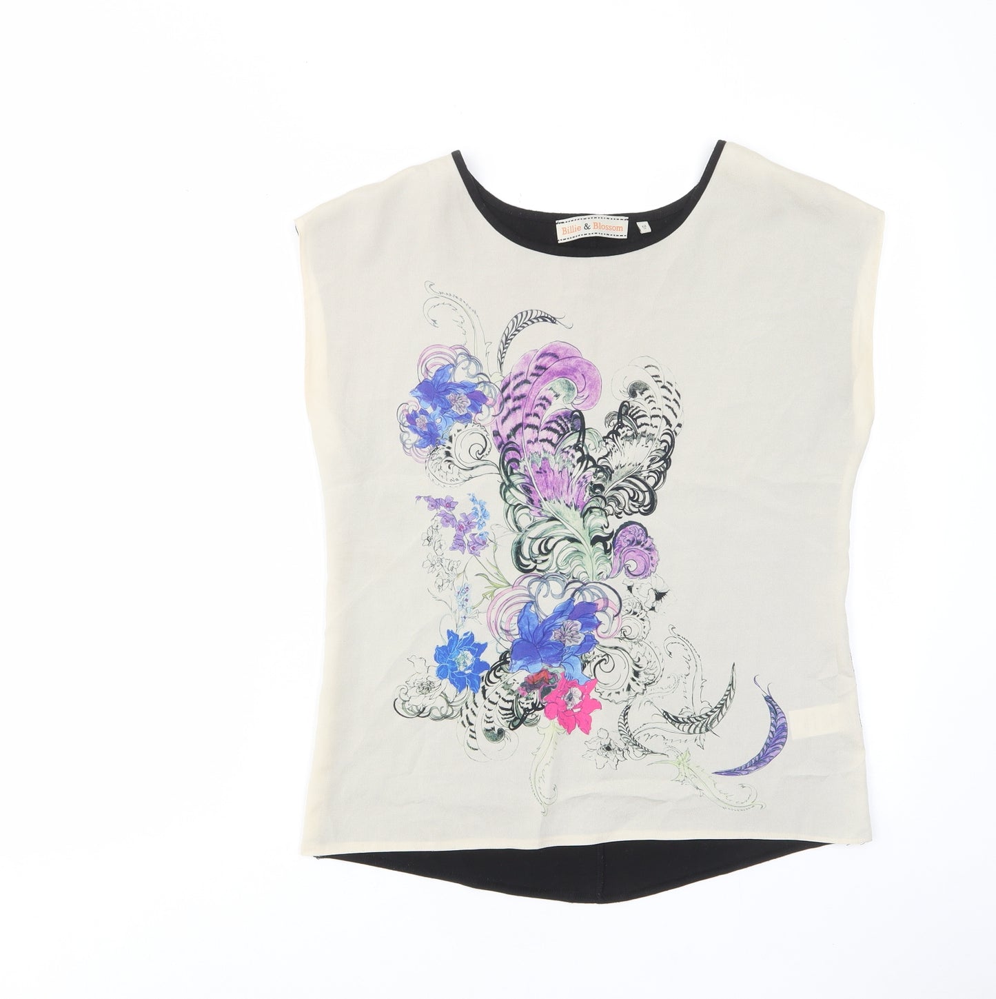 Billie & Blossom Womens Multicoloured Floral Polyester Basic T-Shirt Size 12 Crew Neck