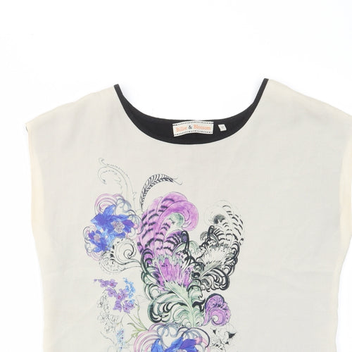 Billie & Blossom Womens Multicoloured Floral Polyester Basic T-Shirt Size 12 Crew Neck