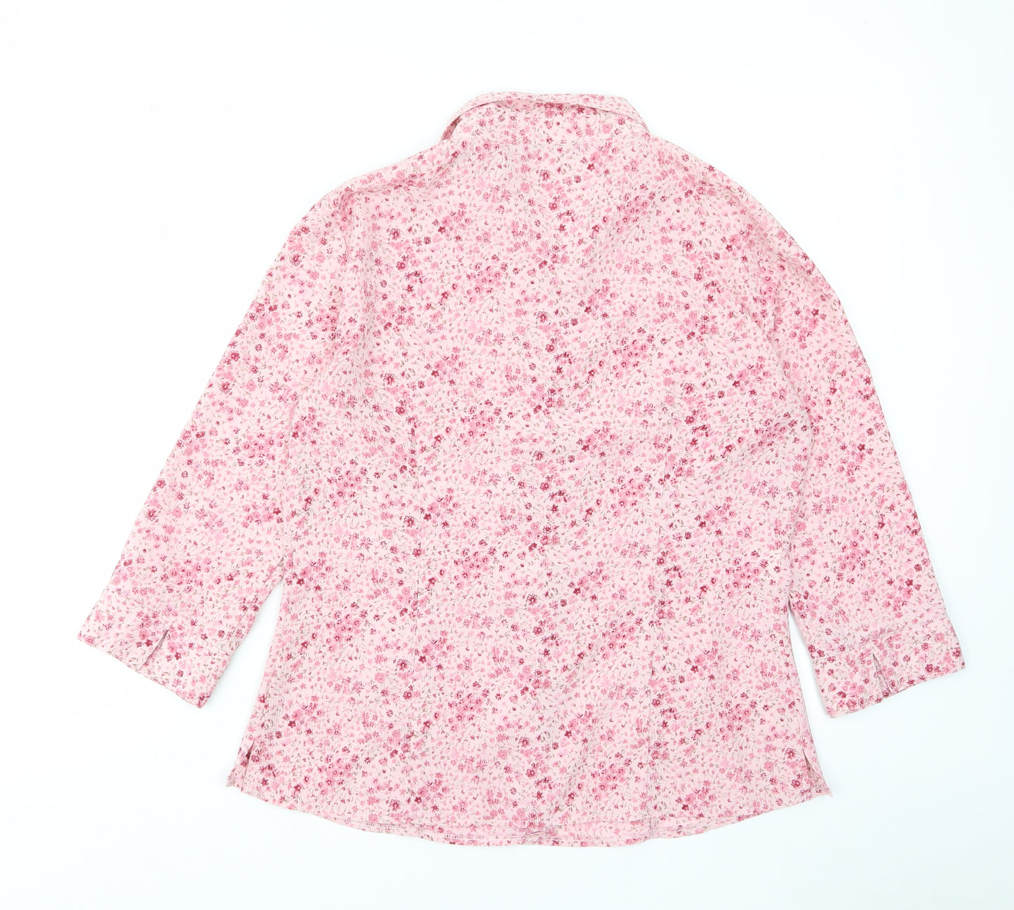 Reflections Womens Pink Floral Polyester Basic Button-Up Size M Collared