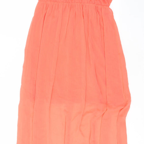 Pull&Bear Womens Pink Polyester A-Line Size L V-Neck Pullover - Pleated