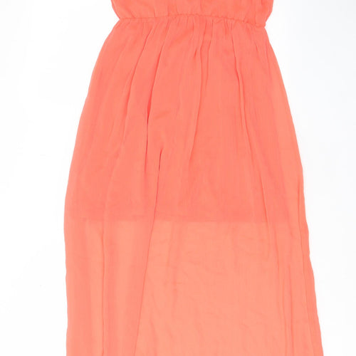 Pull&Bear Womens Pink Polyester A-Line Size L V-Neck Pullover - Pleated