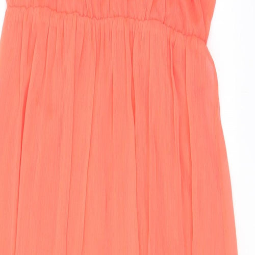 Pull&Bear Womens Pink Polyester A-Line Size L V-Neck Pullover - Pleated