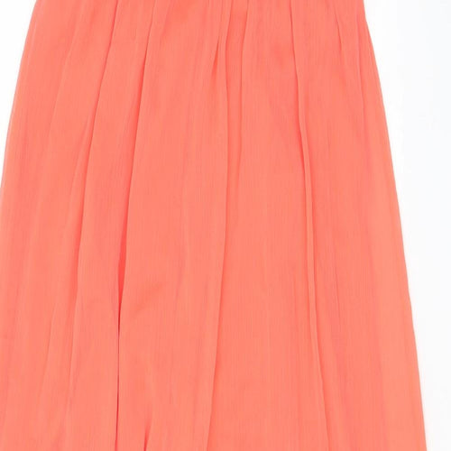 Pull&Bear Womens Pink Polyester A-Line Size L V-Neck Pullover - Pleated