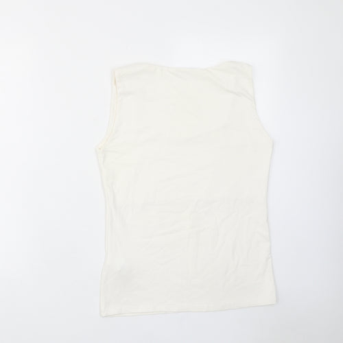 Zara Womens White Polyamide Basic Tank Size L Scoop Neck