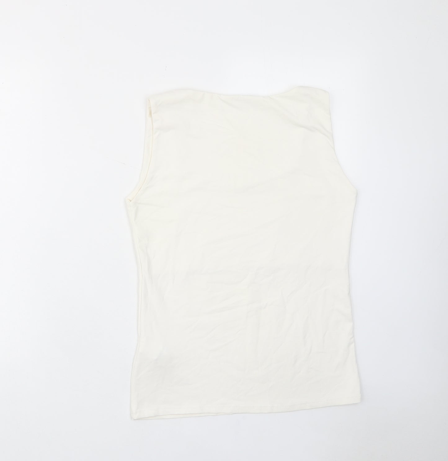 Zara Womens White Polyamide Basic Tank Size L Scoop Neck