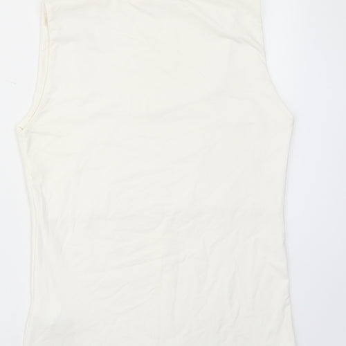 Zara Womens White Polyamide Basic Tank Size L Scoop Neck