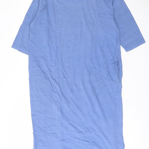 Cypress Womens Blue Cotton A-Line Size M V-Neck Pullover - Pockets