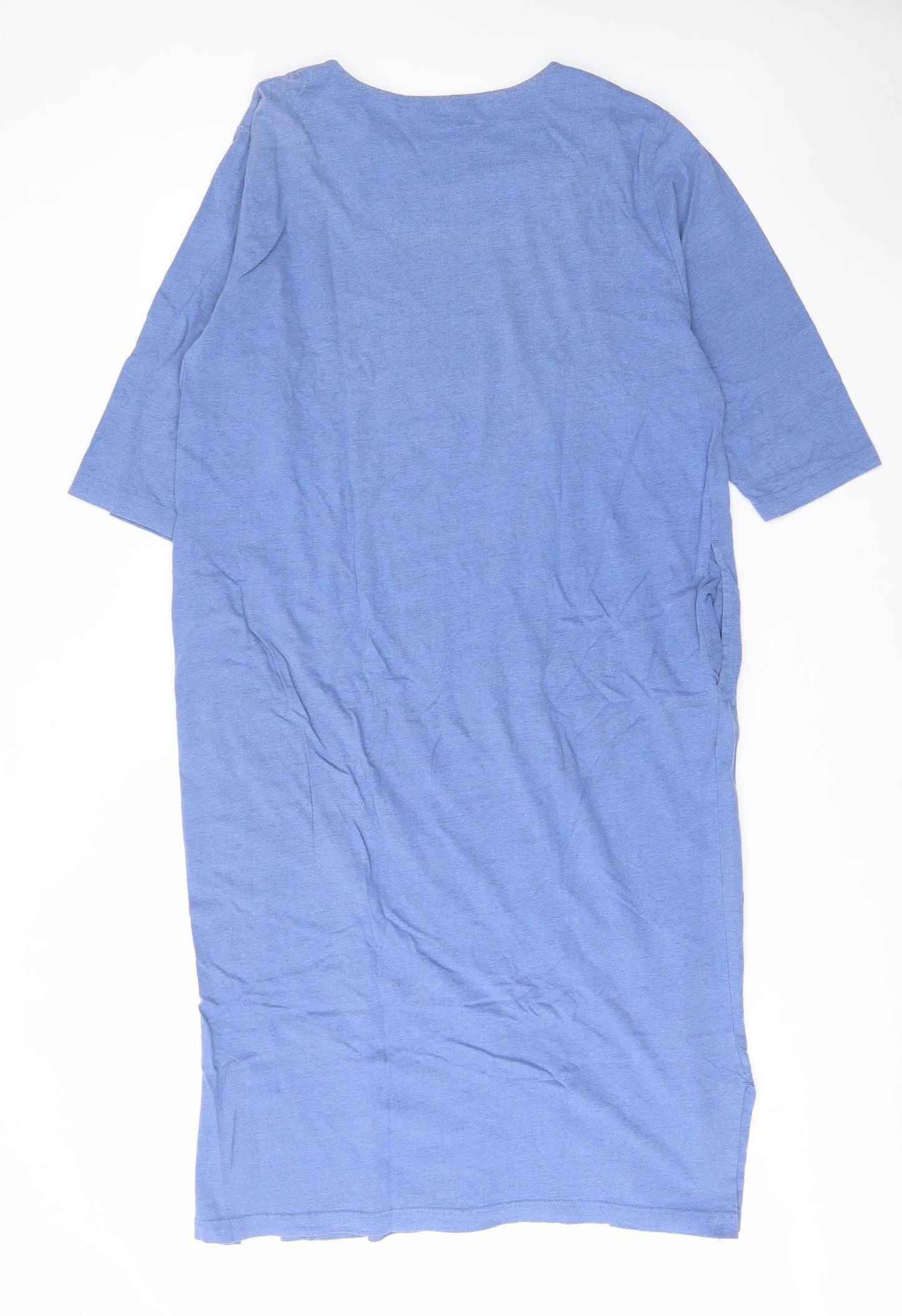 Cypress Womens Blue Cotton A-Line Size M V-Neck Pullover - Pockets