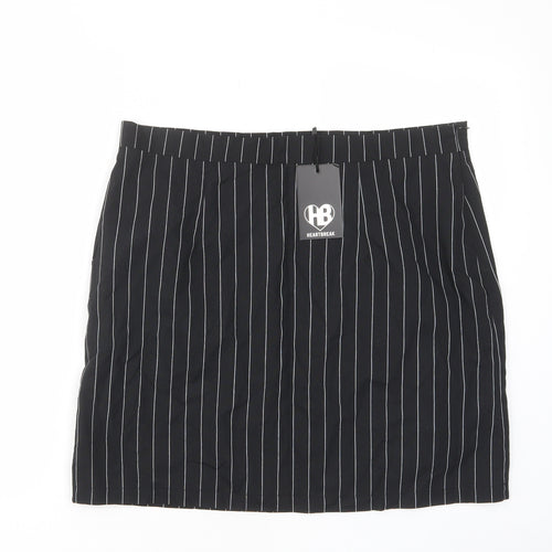 Heartbreak Womens Black Striped Cotton A-Line Skirt Size 18 Zip