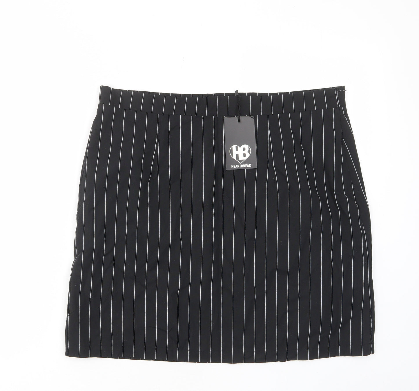 Heartbreak Womens Black Striped Cotton A-Line Skirt Size 18 Zip