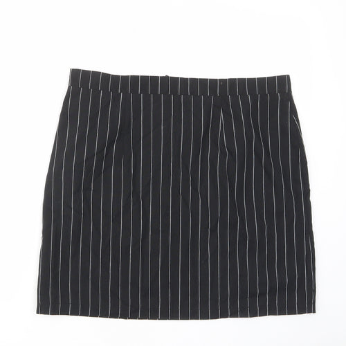 Heartbreak Womens Black Striped Cotton A-Line Skirt Size 18 Zip