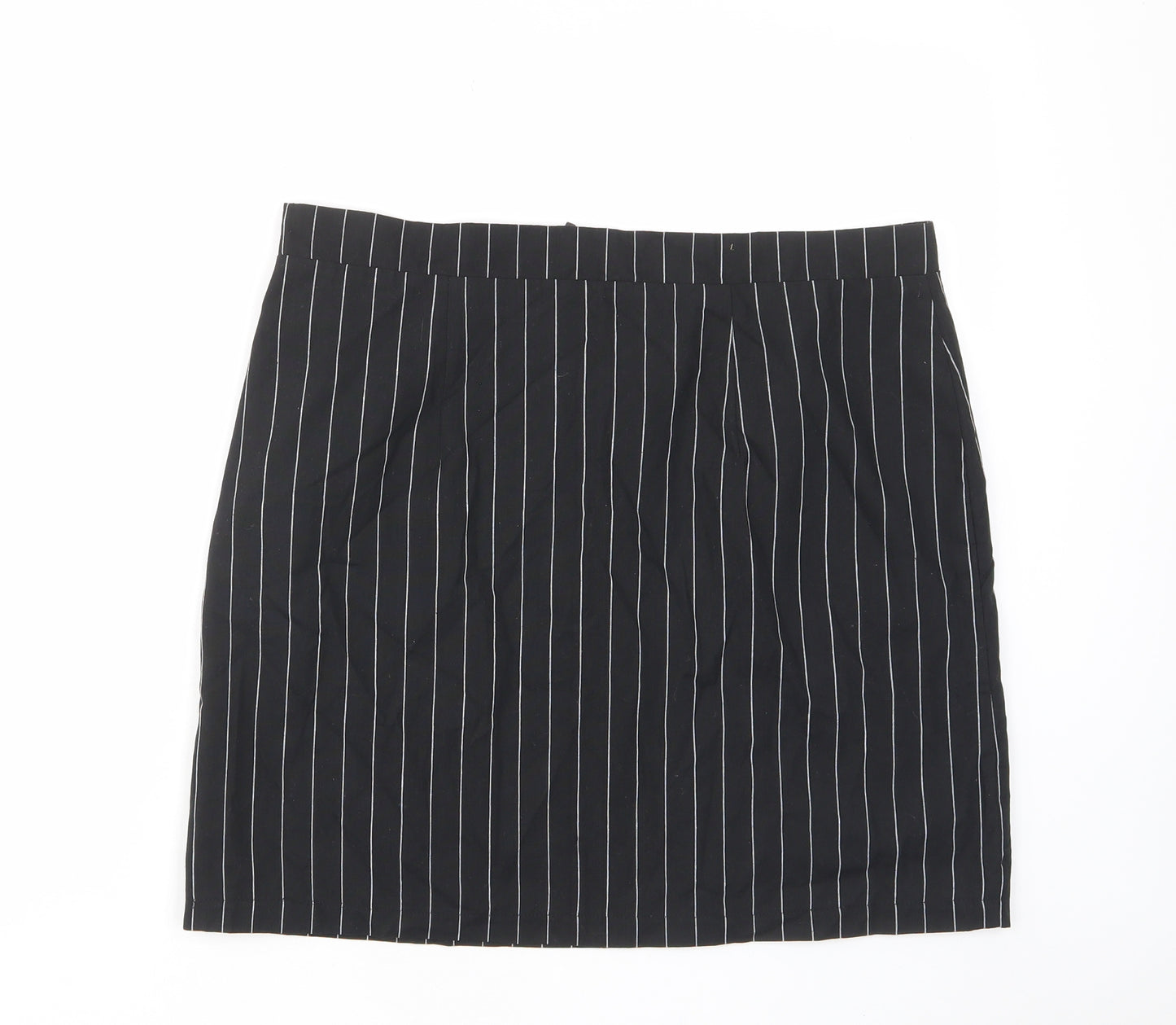 Heartbreak Womens Black Striped Cotton A-Line Skirt Size 18 Zip