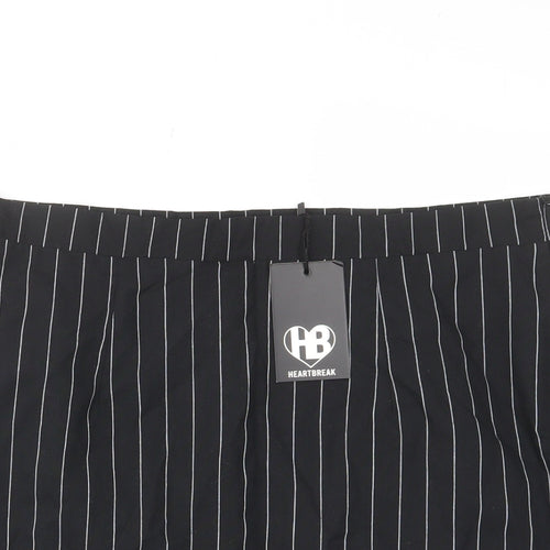 Heartbreak Womens Black Striped Cotton A-Line Skirt Size 18 Zip
