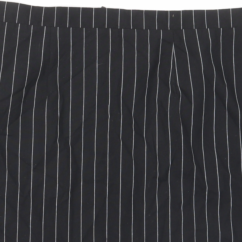 Heartbreak Womens Black Striped Cotton A-Line Skirt Size 18 Zip