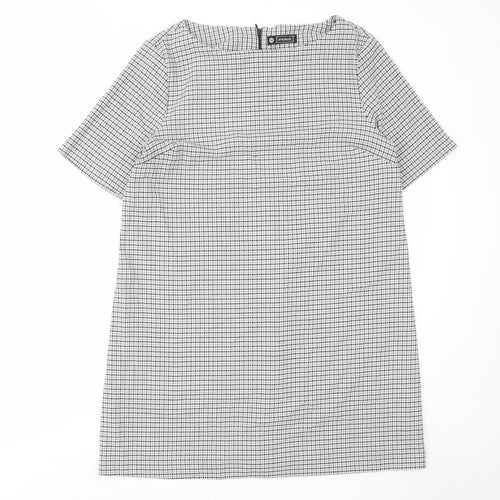Avenue Womens Grey Houndstooth Polyester A-Line Size 18 Boat Neck Zip
