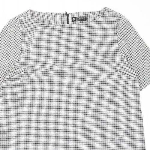 Avenue Womens Grey Houndstooth Polyester A-Line Size 18 Boat Neck Zip