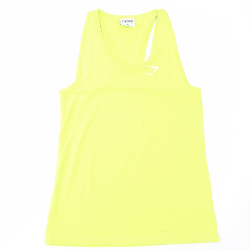Gymshark' Womens Yellow Polyester Basic Tank Size XS Scoop Neck Pullover - Logo