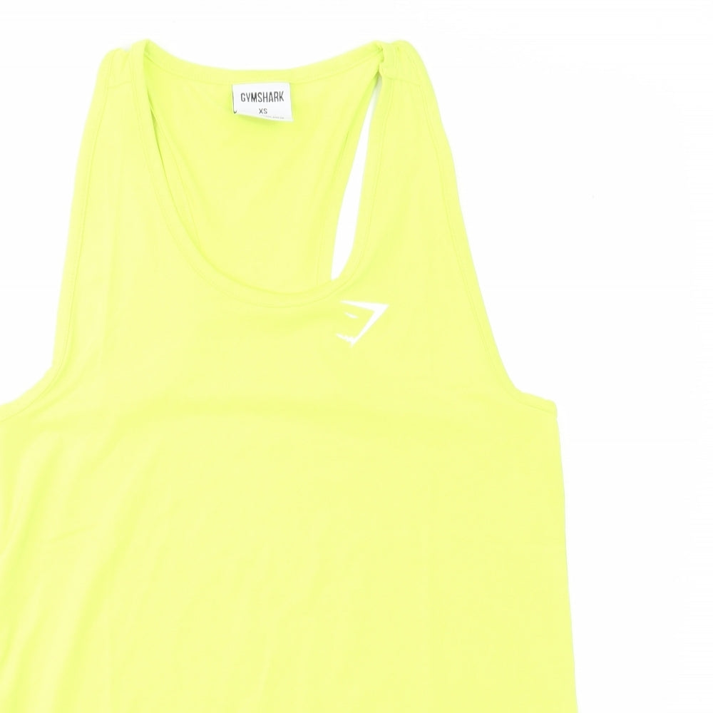 Gymshark' Womens Yellow Polyester Basic Tank Size XS Scoop Neck Pullover - Logo