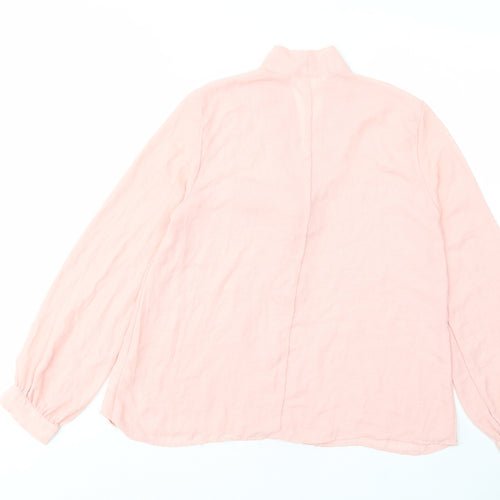 H&M Womens Pink Polyester Basic Blouse Size 8 V-Neck