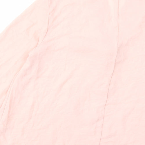 H&M Womens Pink Polyester Basic Blouse Size 8 V-Neck