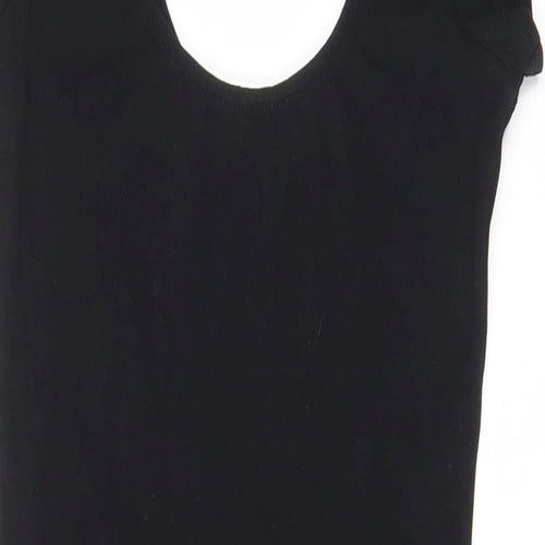River Island Womens Black Cotton Bodycon Size 10 Scoop Neck