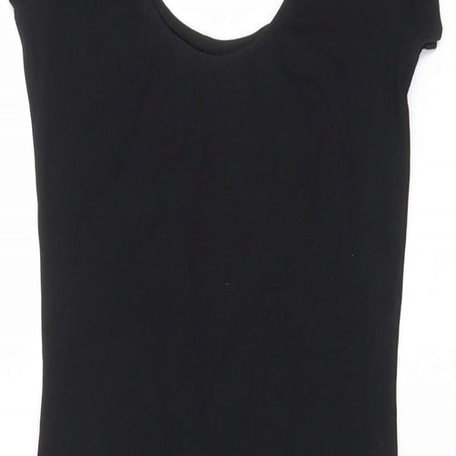 River Island Womens Black Cotton Bodycon Size 10 Scoop Neck