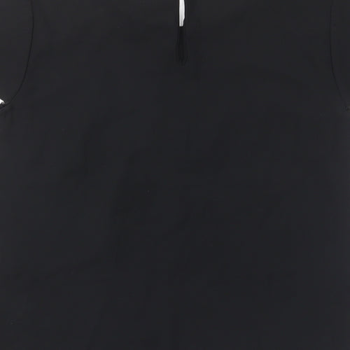 South Womens Black Polyester Basic T-Shirt Size 10 Crew Neck - Pleated