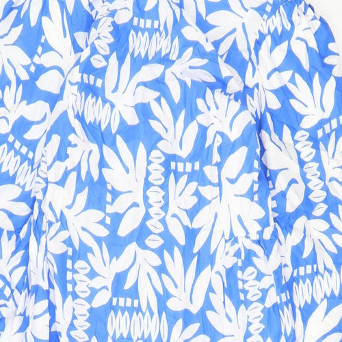 Marks and Spencer Womens Blue Fair Isle Cotton A-Line Size 16 Scoop Neck Tie