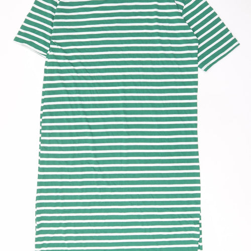 Crep Womens Green Striped Polyester T-Shirt Dress Size M Crew Neck