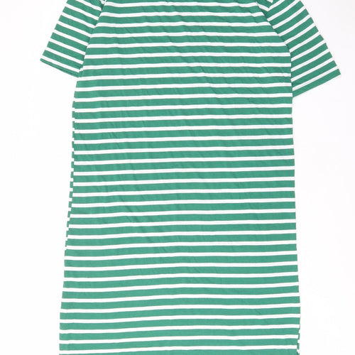 Crep Womens Green Striped Polyester T-Shirt Dress Size M Crew Neck