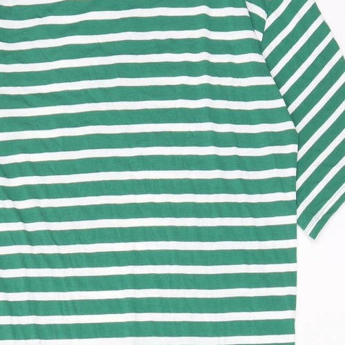 Crep Womens Green Striped Polyester T-Shirt Dress Size M Crew Neck